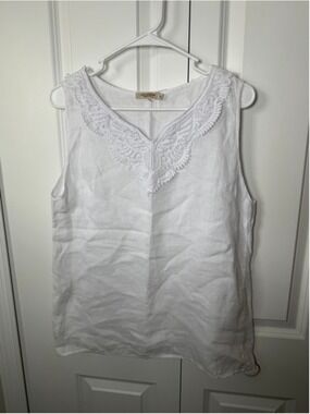 Viola Borghi White Linen Tank Top M